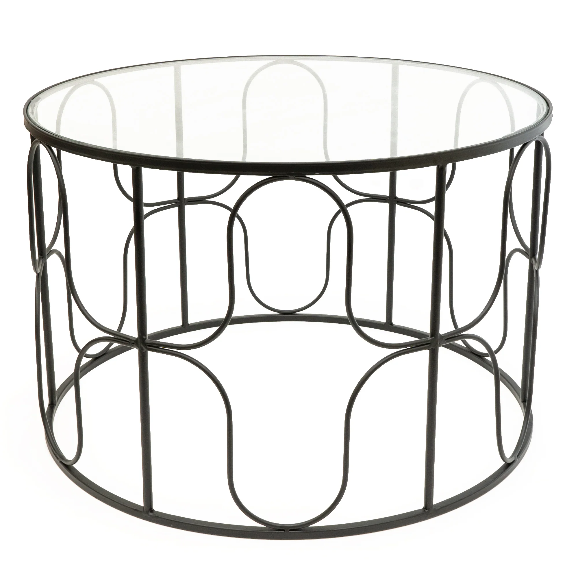 Black Wavy Wire Coffee Table with Glass Top - Image 5