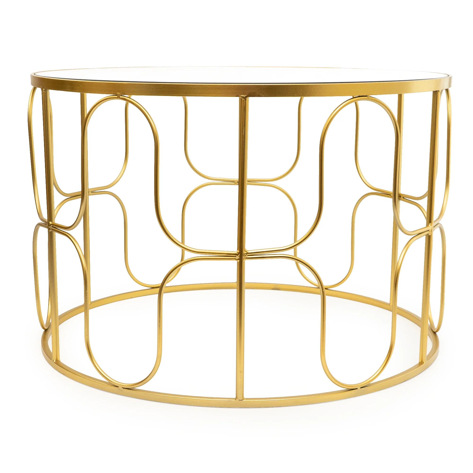 Gold Wavy Wire Coffee Table with Glass Top - Image 6
