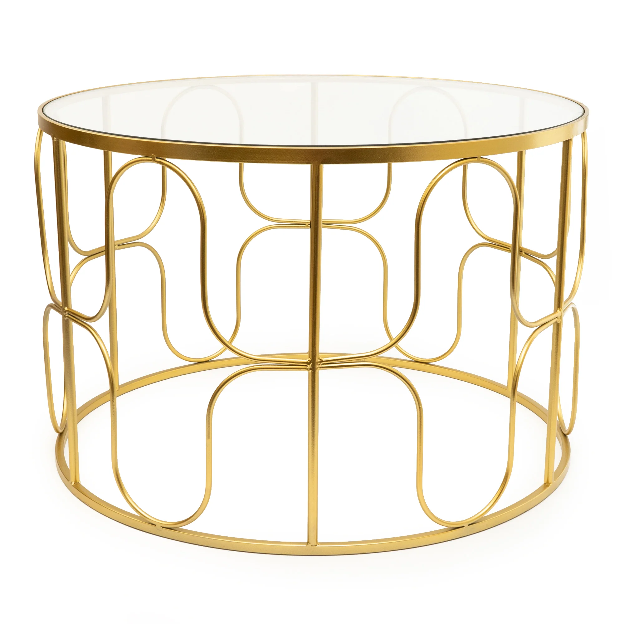 Gold Wavy Wire Coffee Table with Glass Top - Image 7
