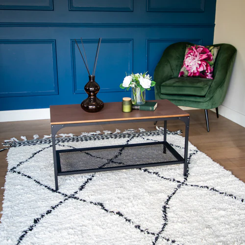 Yellow Oak Coffee Table with Black Frame - Image 3