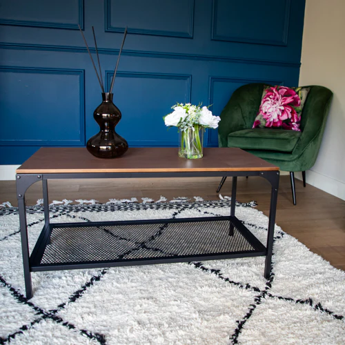 Yellow Oak Coffee Table with Black Frame - Image 4