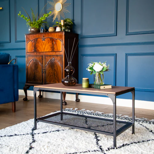 Yellow Oak Coffee Table with Black Frame - Image 5