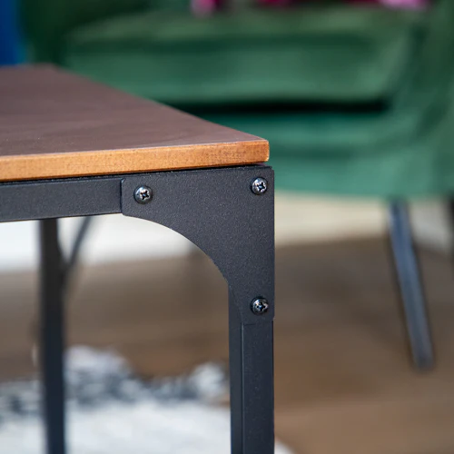 Yellow Oak Coffee Table with Black Frame - Image 6