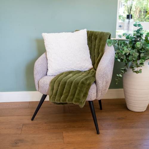Cream Faux Fur Cushion - Image 2