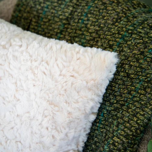 Cream Faux Fur Cushion - Image 3