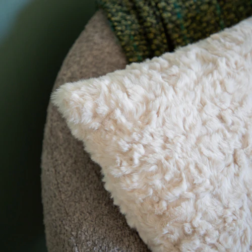 Cream Faux Fur Cushion - Image 4