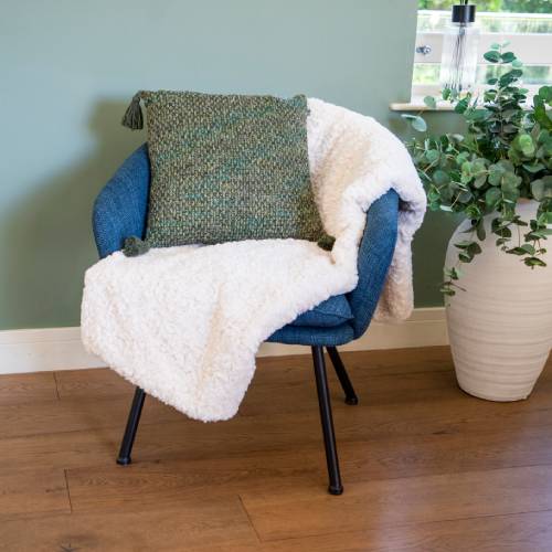 Cream Faux Fur Throw