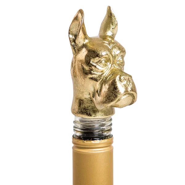 Dog Head Bottle Stopper Antique Gold - Image 3