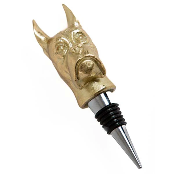 Dog Head Bottle Stopper Antique Gold - Image 4