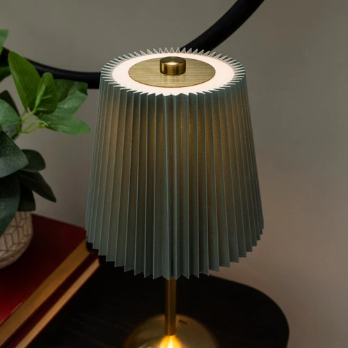 Metal Table Lamp with Duck Egg Pleated Shade - Image 2