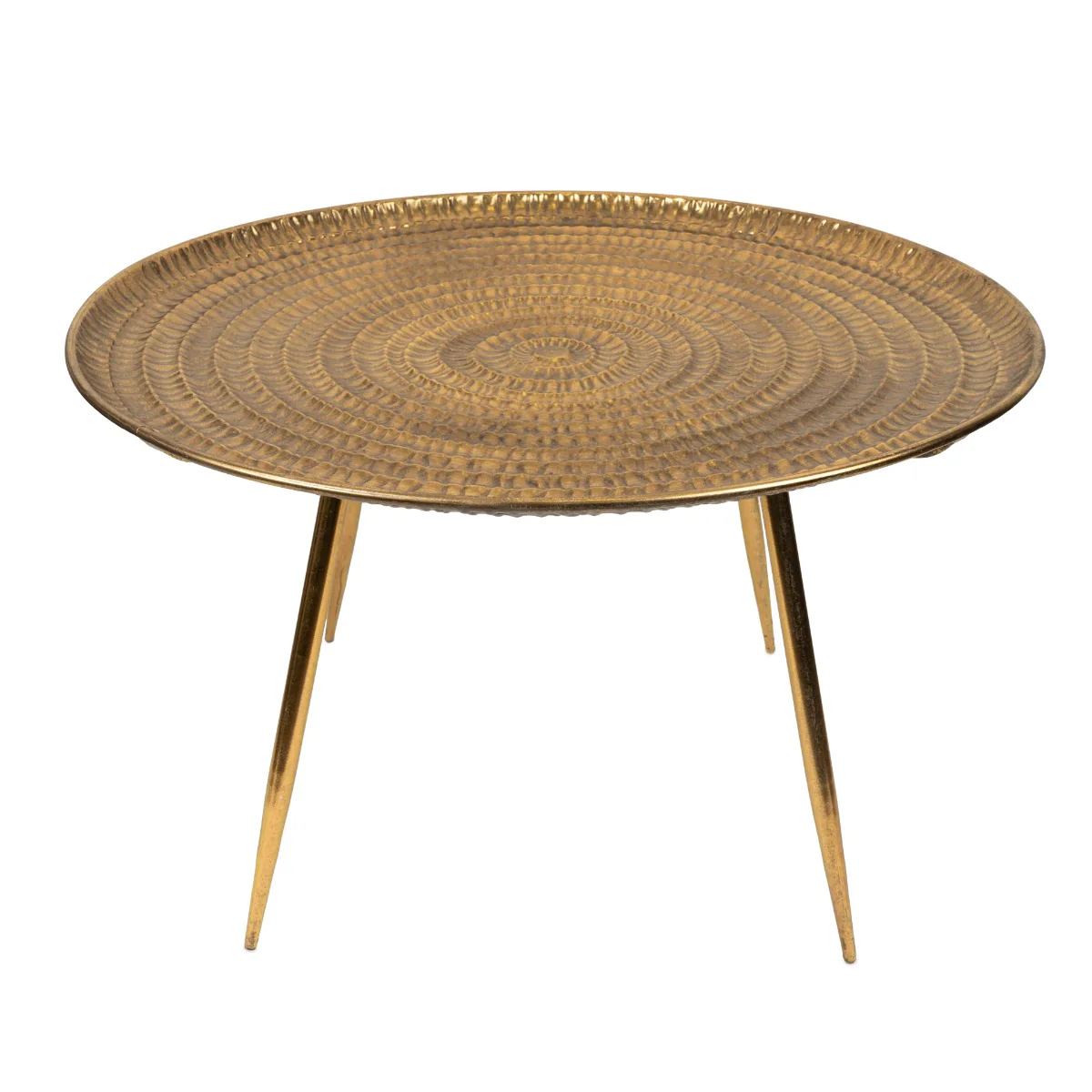 Large Antique Gold Round Metal Coffee Table - Image 3