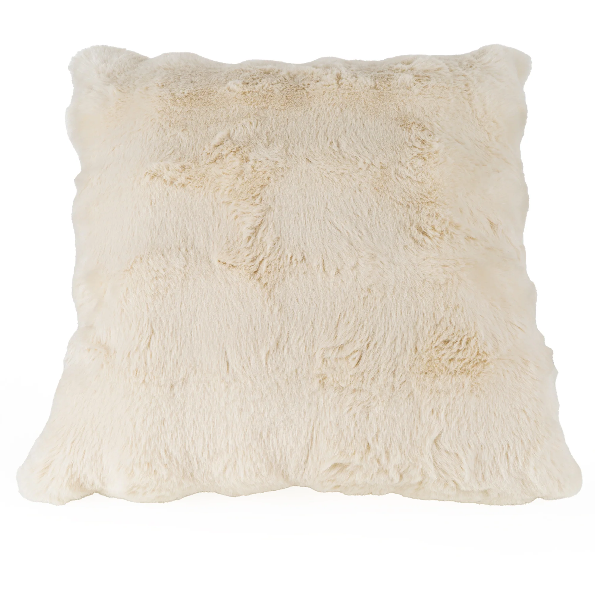 Elegant Cream Faux Rabbit Fur Cushion - Image 3