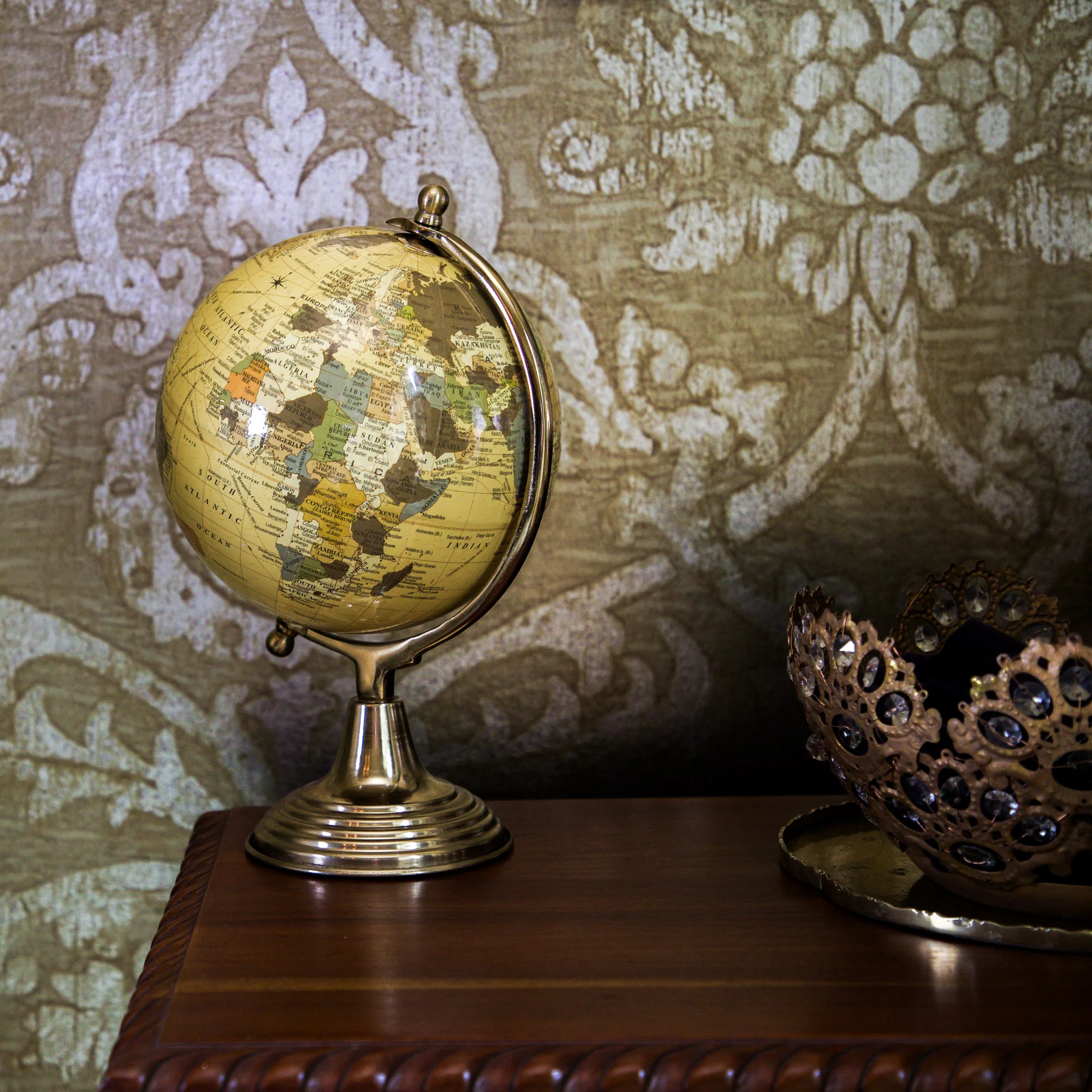 Elegant Cream & Gold World Globe - Image 5