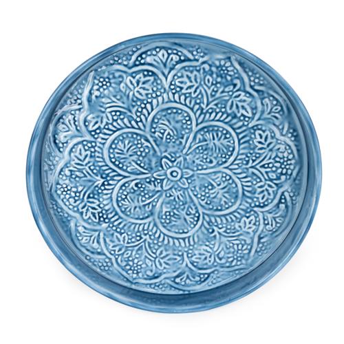 Embossed Blue Enamel Round Plate - Image 2