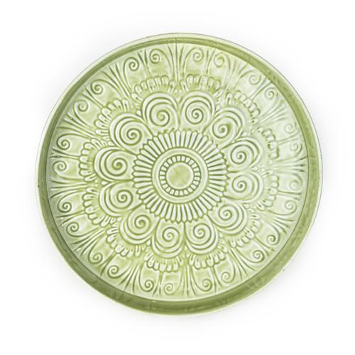 Embossed Olive Green Enamel Round Plate - Image 2