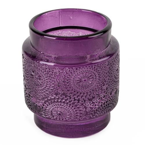 Embossed Flower Purple Candle Holder - Image 3