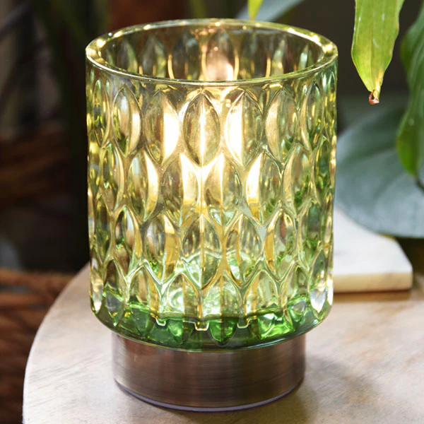 Embossed Green Glass LED Light