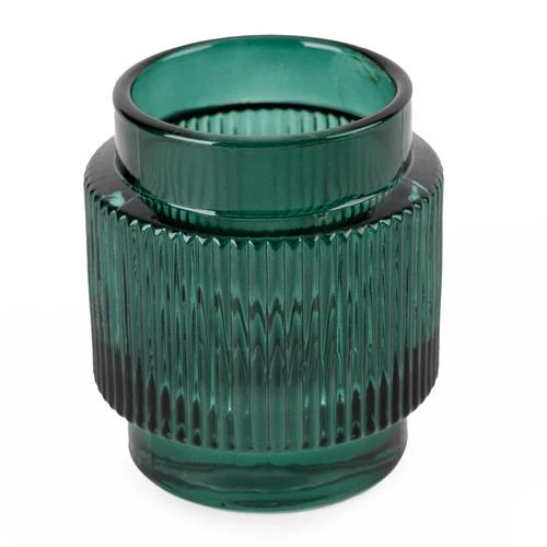 Embossed Ridged Green Candle Holder - Image 3