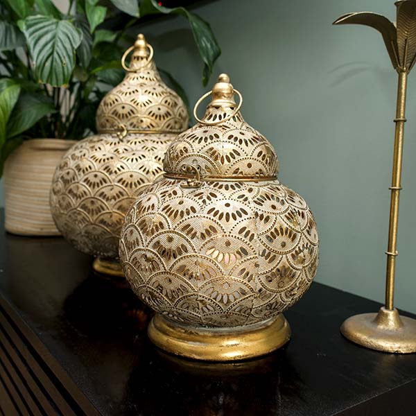 Exquisite Small Gold Lantern with Intricate Detailing
