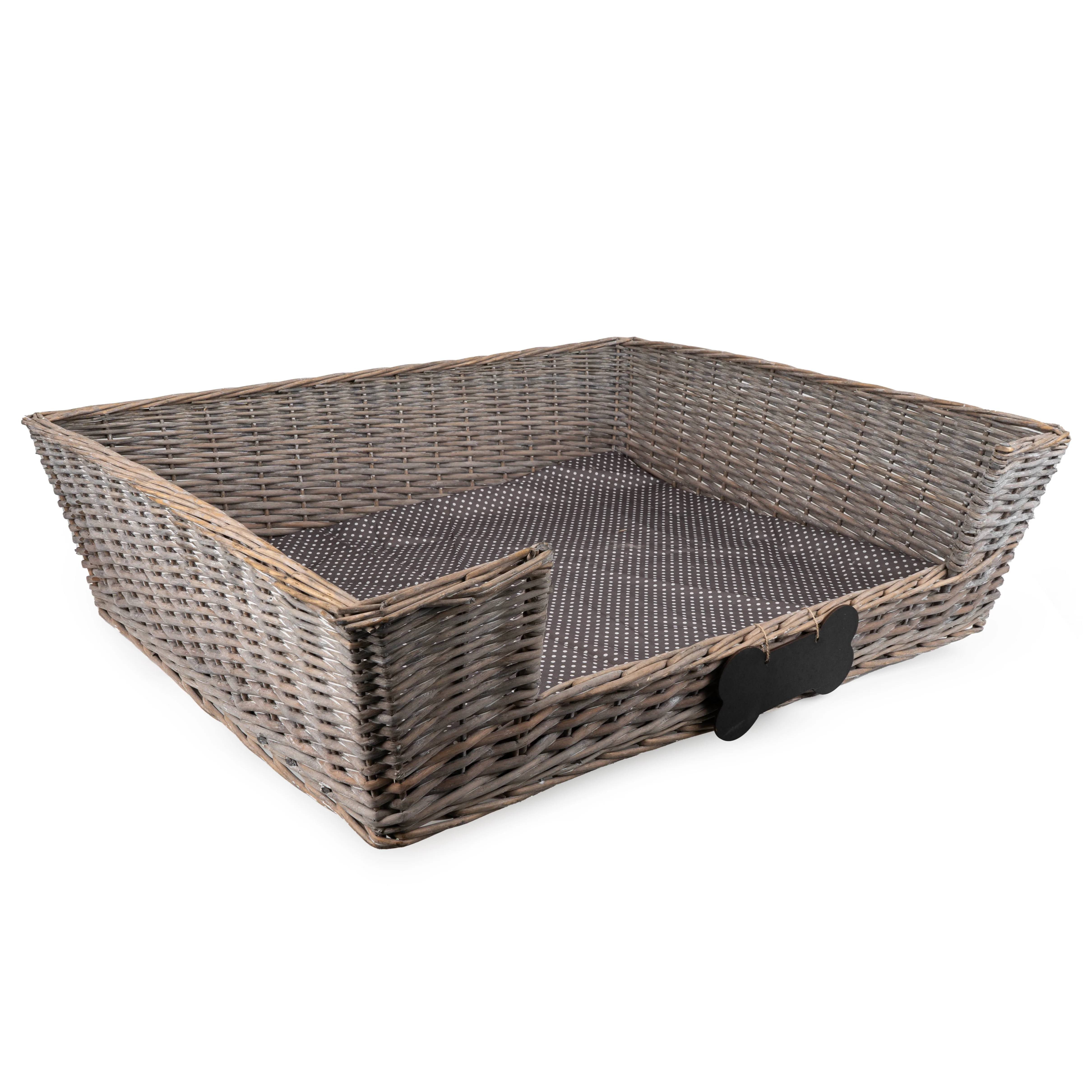 Extra Large Dog Basket With Padded Bed with Chalk board Personalisation - Grey - Image 3