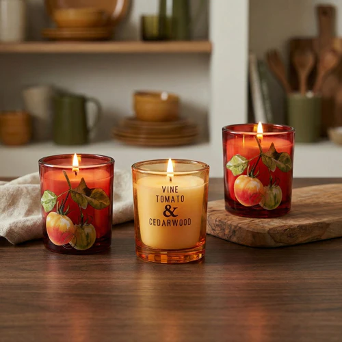 Set of 3 Votive Candles Vine Tomato & Cedarwood
