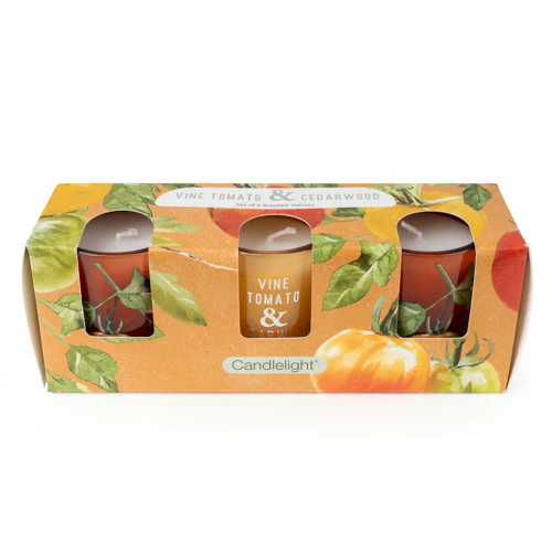 Set of 3 Votive Candles Vine Tomato & Cedarwood - Image 2