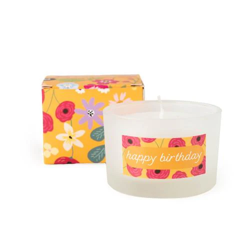 Floral Collection "Happy Birthday" Scented Gift Candle