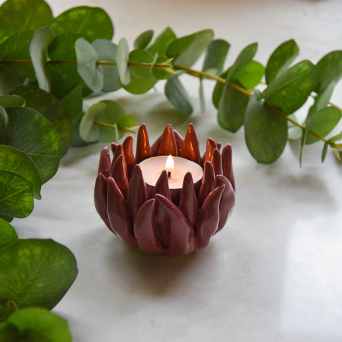 Flower-Shaped Pink Tealight Holder
