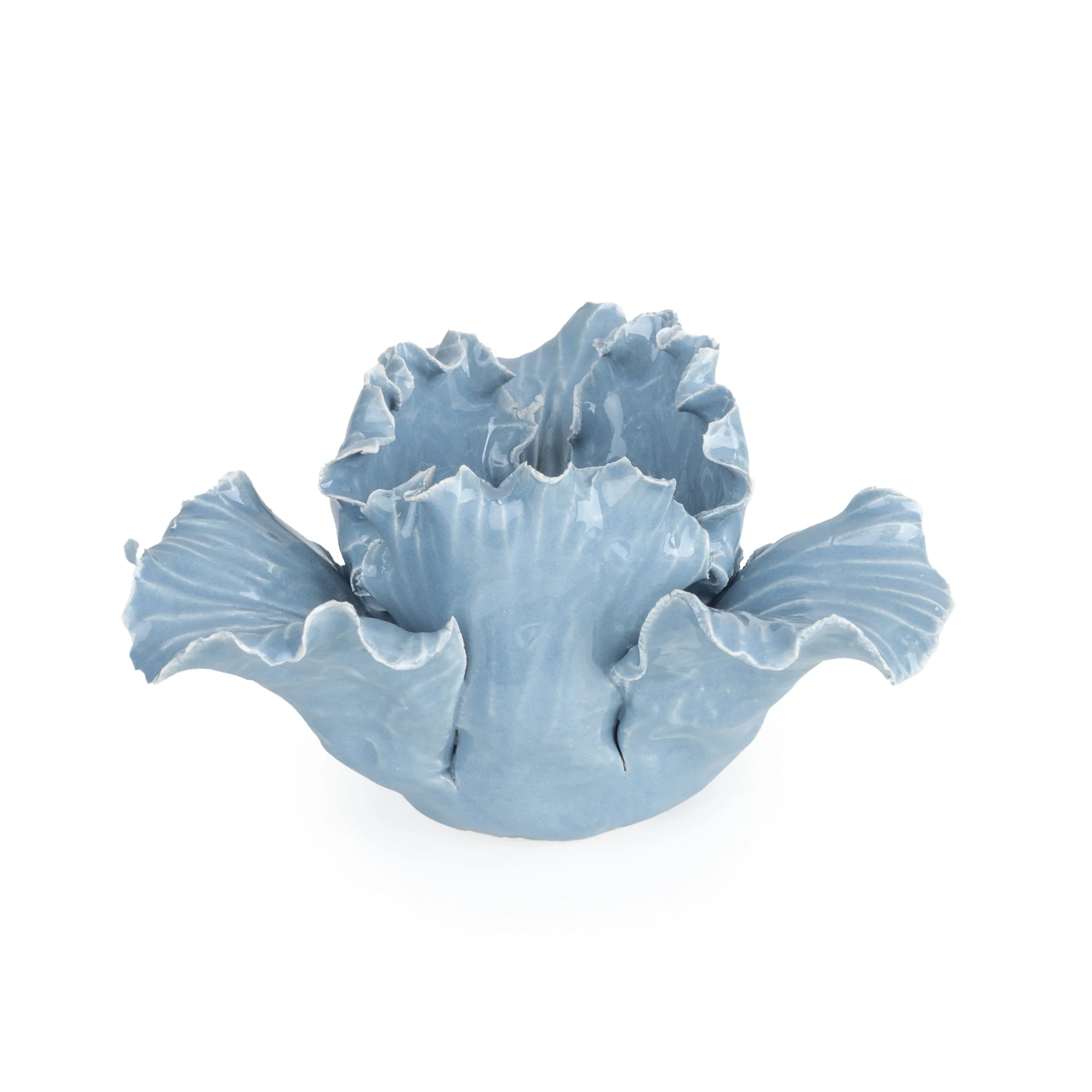 Blue Glass Flower-Shaped Tealight Holder - Image 6