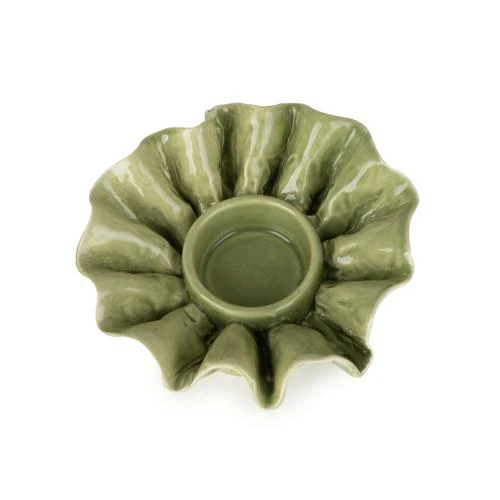 Green Glass Flower-Shaped Tealight Holder - Image 5