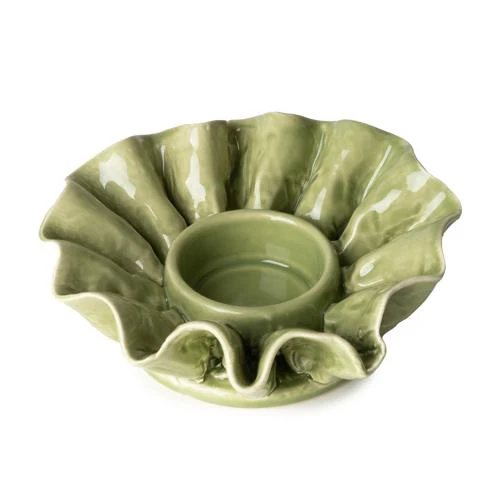 Green Glass Flower-Shaped Tealight Holder - Image 6