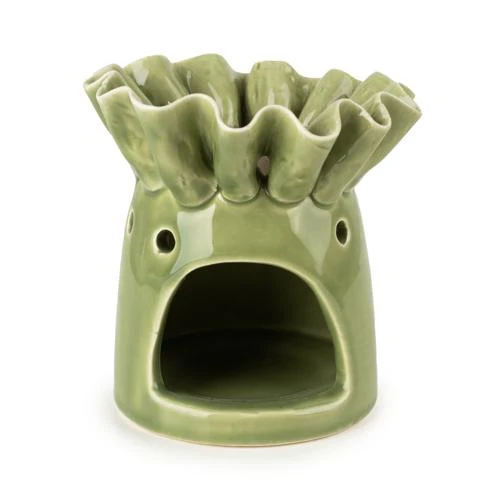 Green Ceramic Flower-Shaped Wax Melt Burner - Image 3