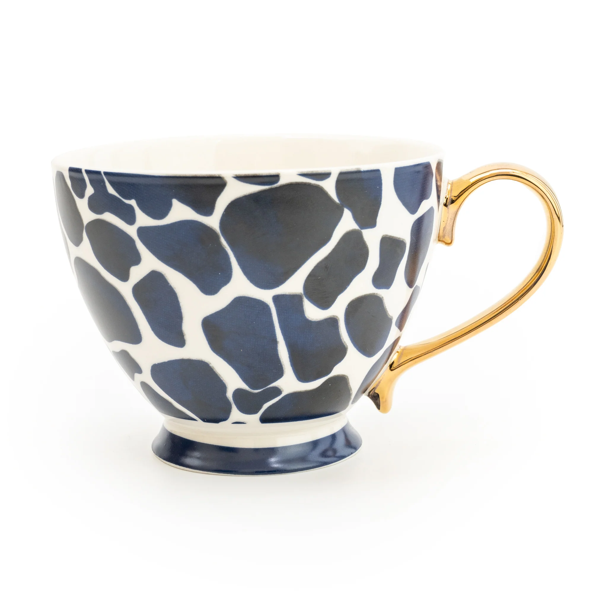 Footed Mug Giraffe Spots Teal with Gold Handle - Image 3