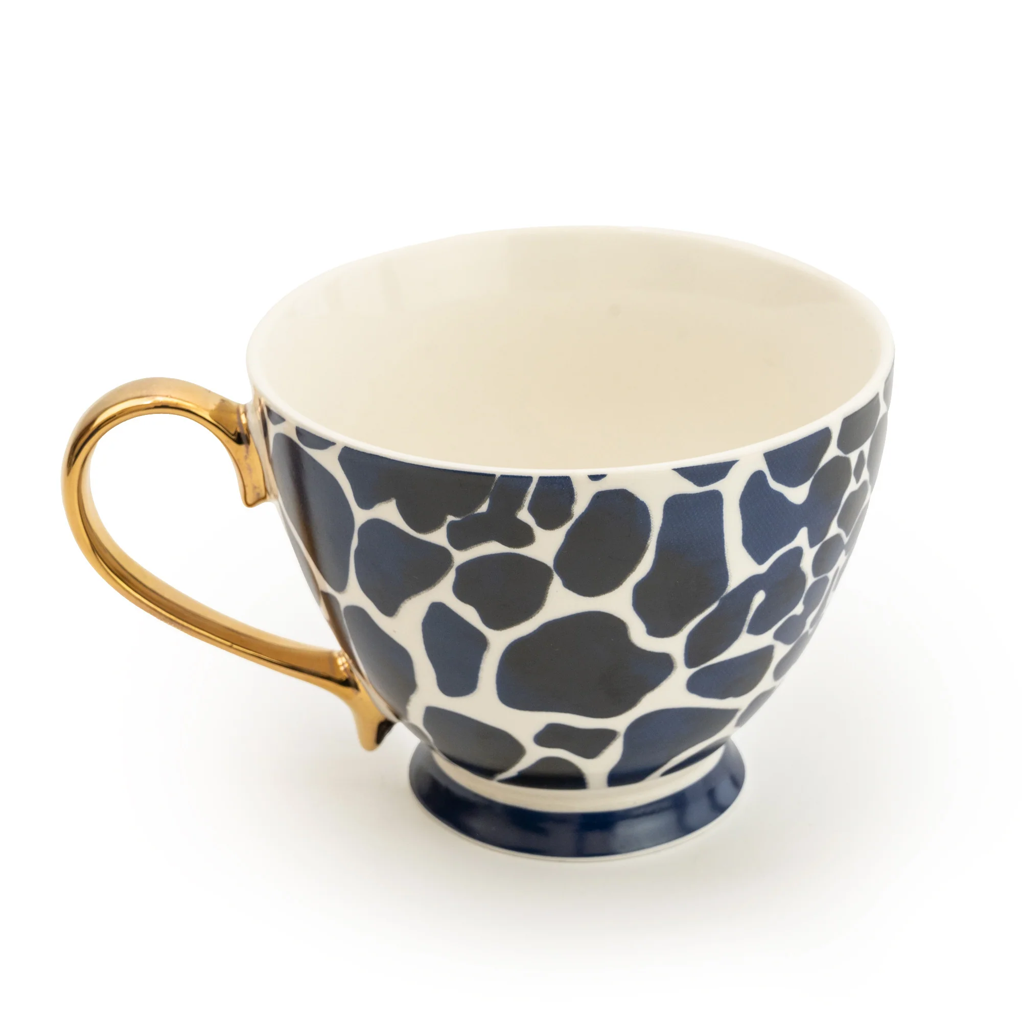 Footed Mug Giraffe Spots Teal with Gold Handle - Image 4