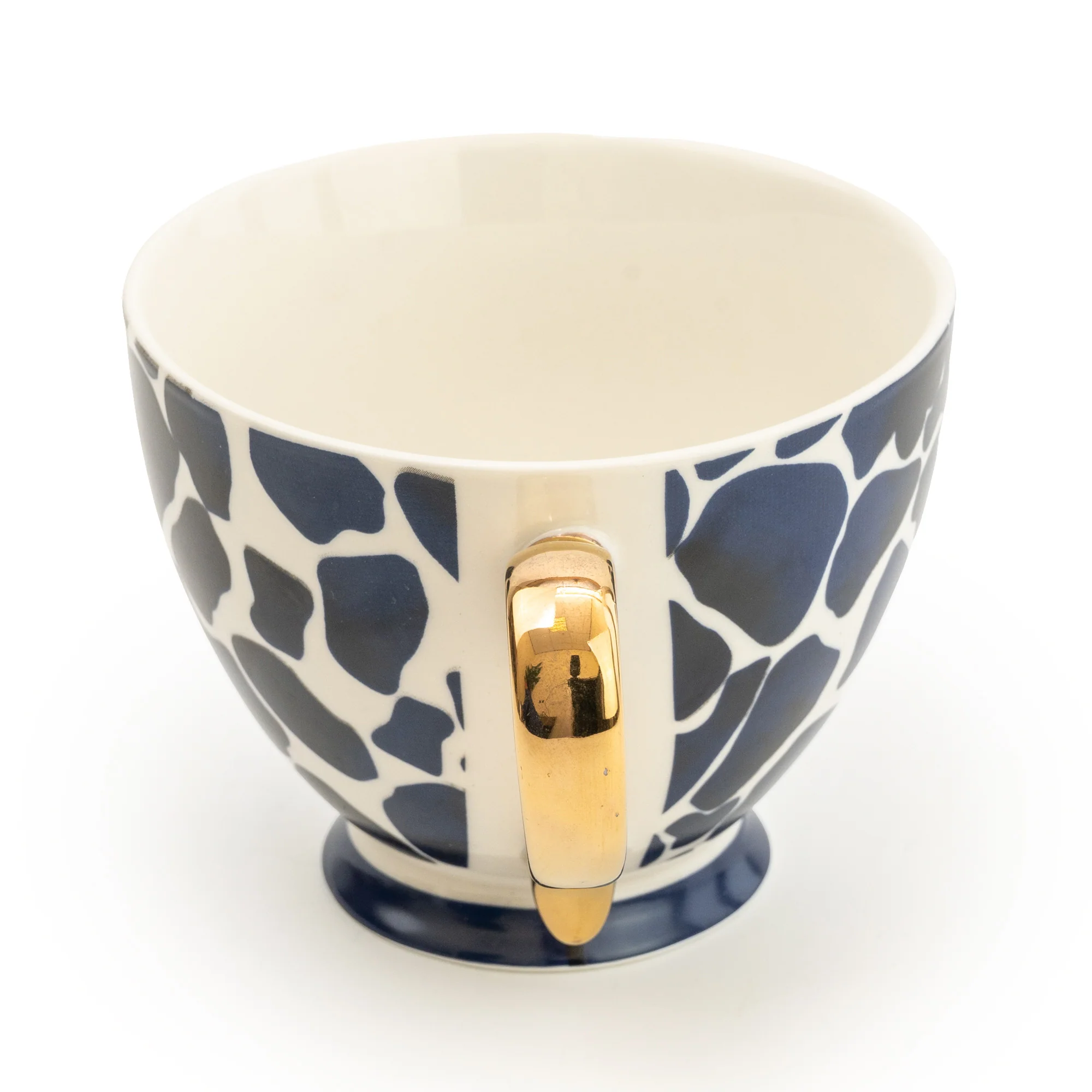 Footed Mug Giraffe Spots Teal with Gold Handle - Image 5