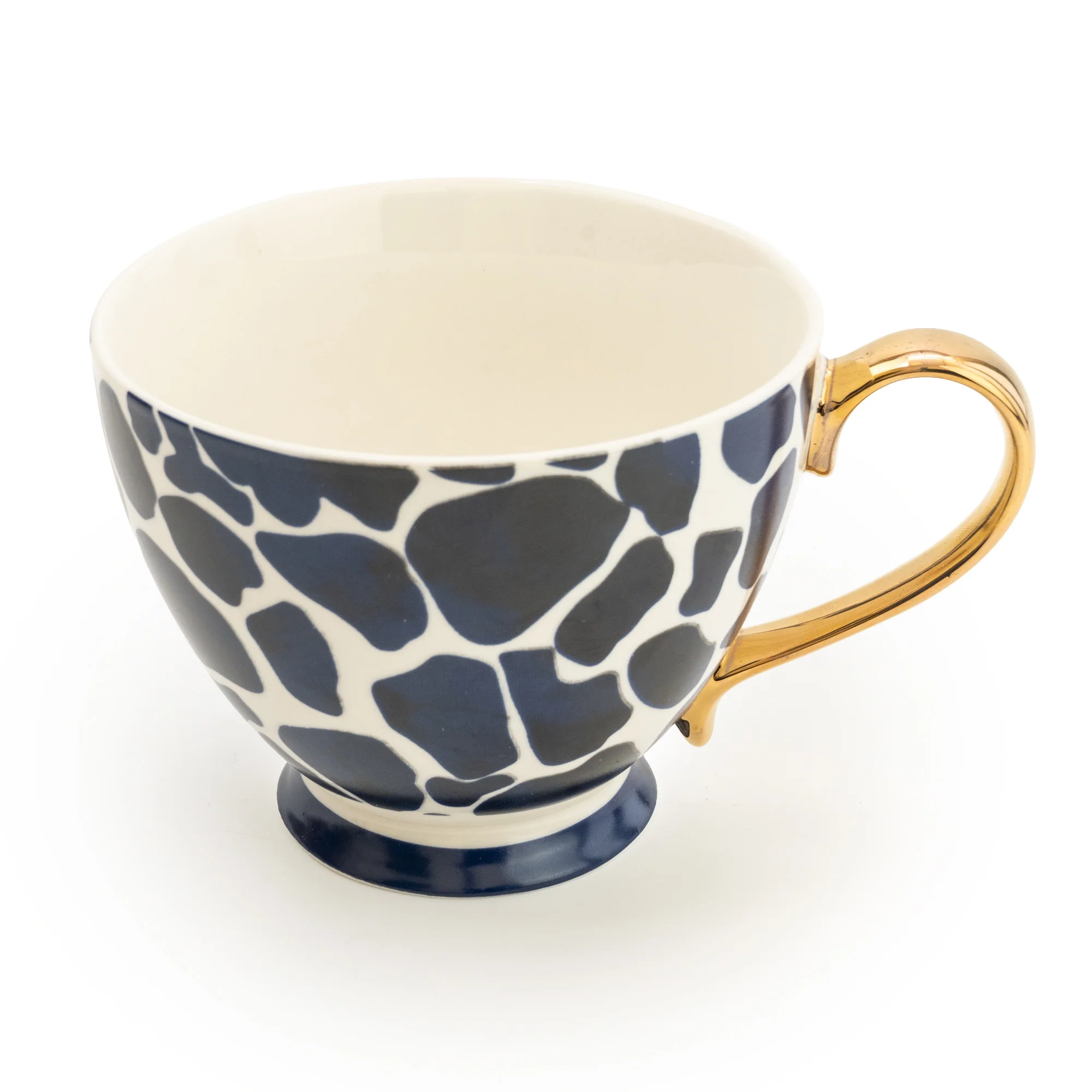Footed Mug Giraffe Spots Teal with Gold Handle - Image 6