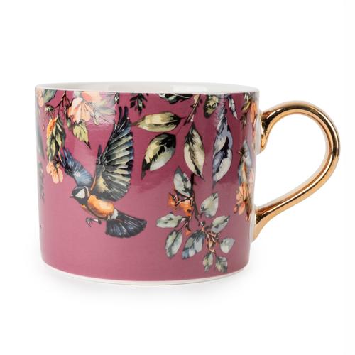 Garden Blooms Plum Mug with Gold Handle - Image 2