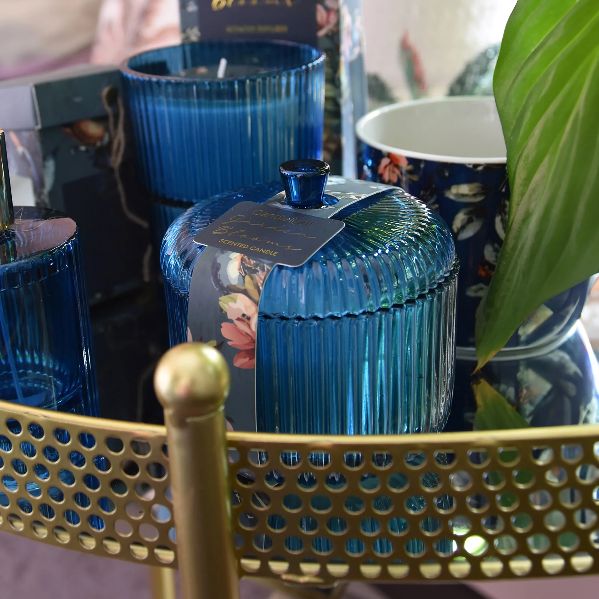 Garden Blooms Scented Blue Jar Candle