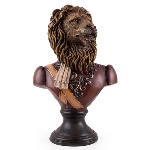Gentry Lion Statue Bust on Round Base - Image 2