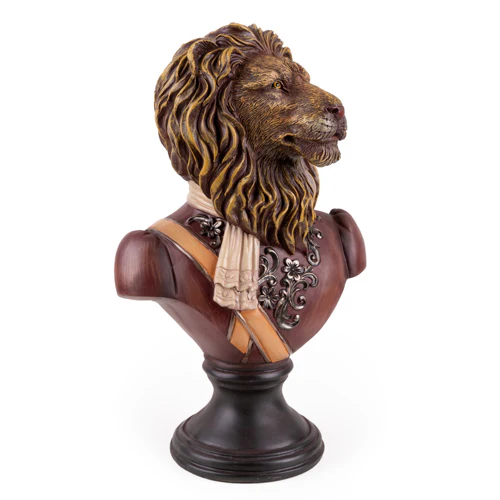 Gentry Lion Statue Bust on Round Base - Image 6