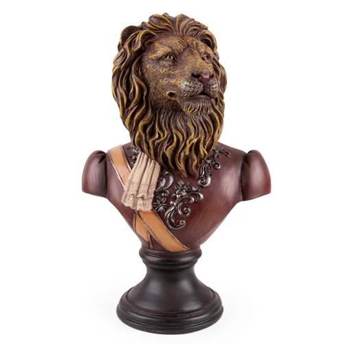 Gentry Lion Statue Bust on Round Base - Image 7