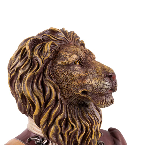 Gentry Lion Statue Bust on Round Base - Image 8