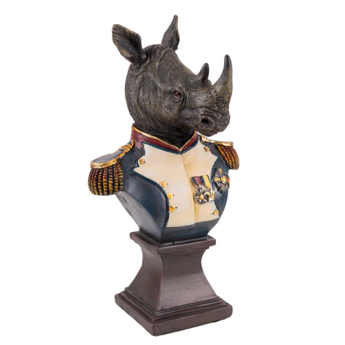 Gentry Rhino Ornament Bust on Square Base - Image 6