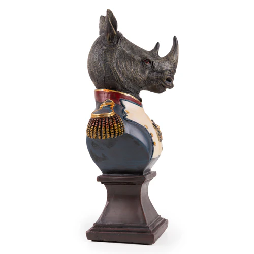 Gentry Rhino Ornament Bust on Square Base - Image 7