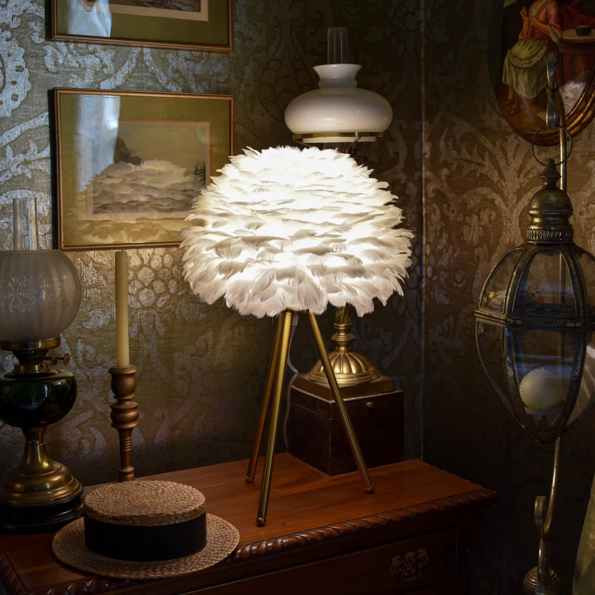 Glamorous Brushed Brass Tripod Table Lamp - Image 4