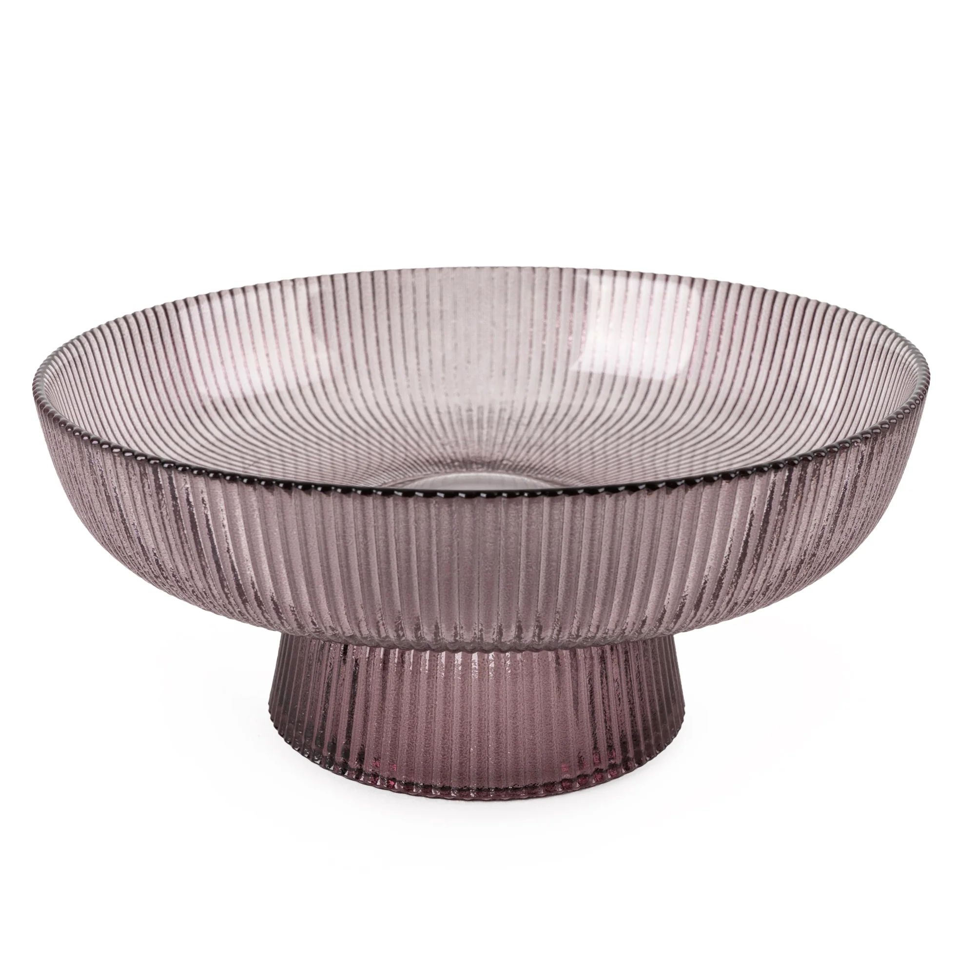 Glass Bowl On Stand Striped Plum - Image 4