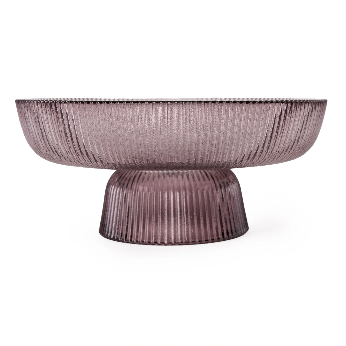 Glass Bowl On Stand Striped Plum - Image 5