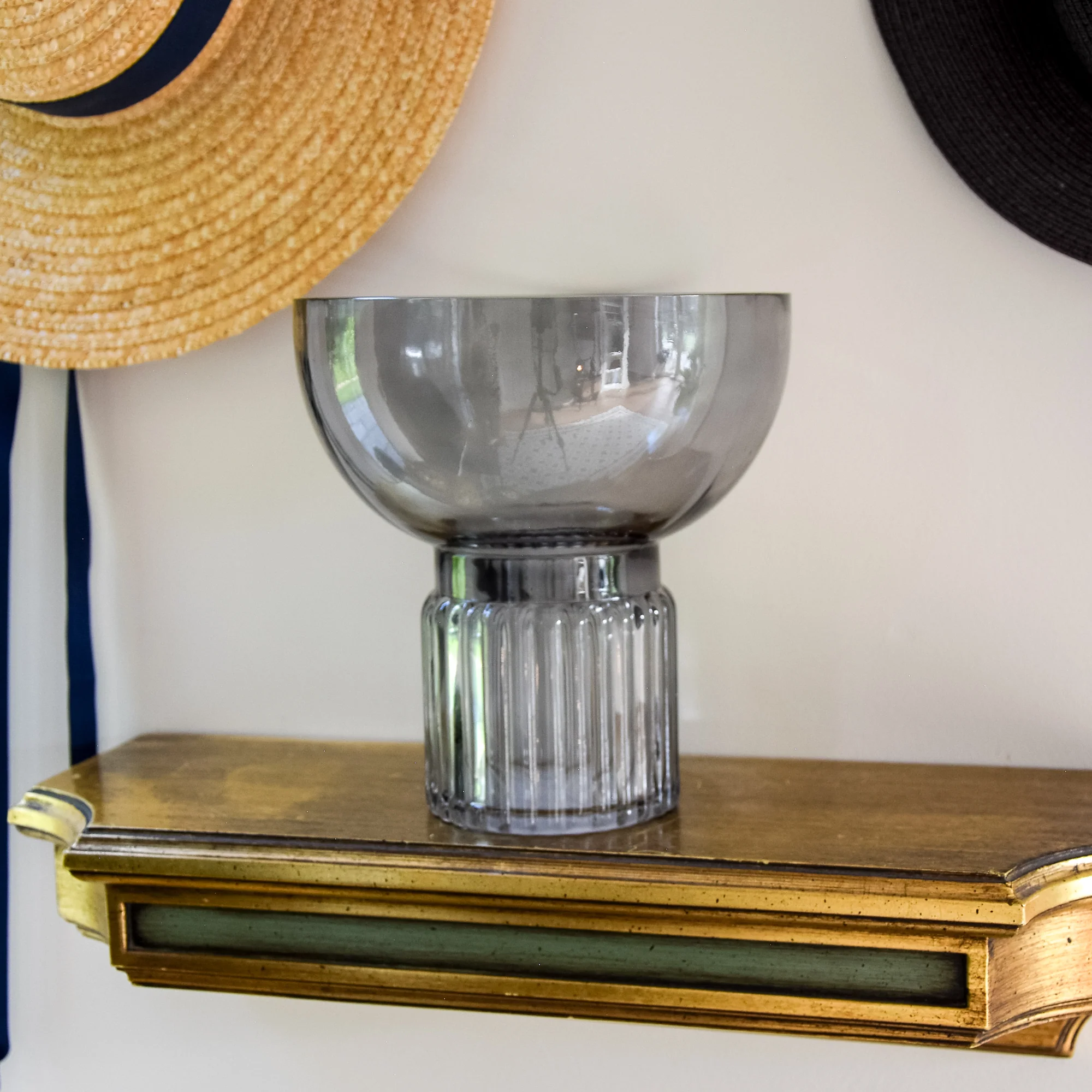 Elegant Clear Glass Footed Vase
