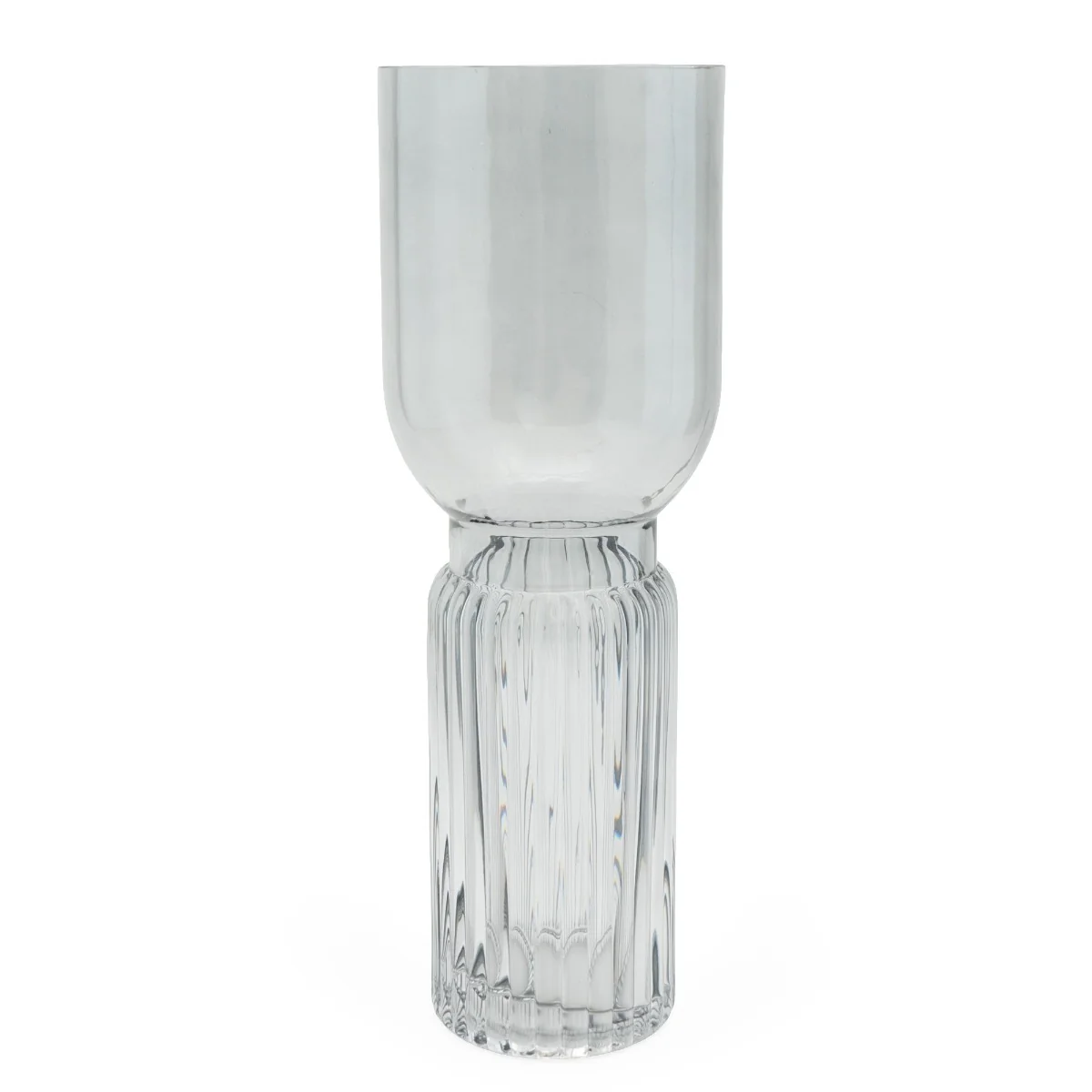 Elegant Clear Glass Footed Vase - Image 2