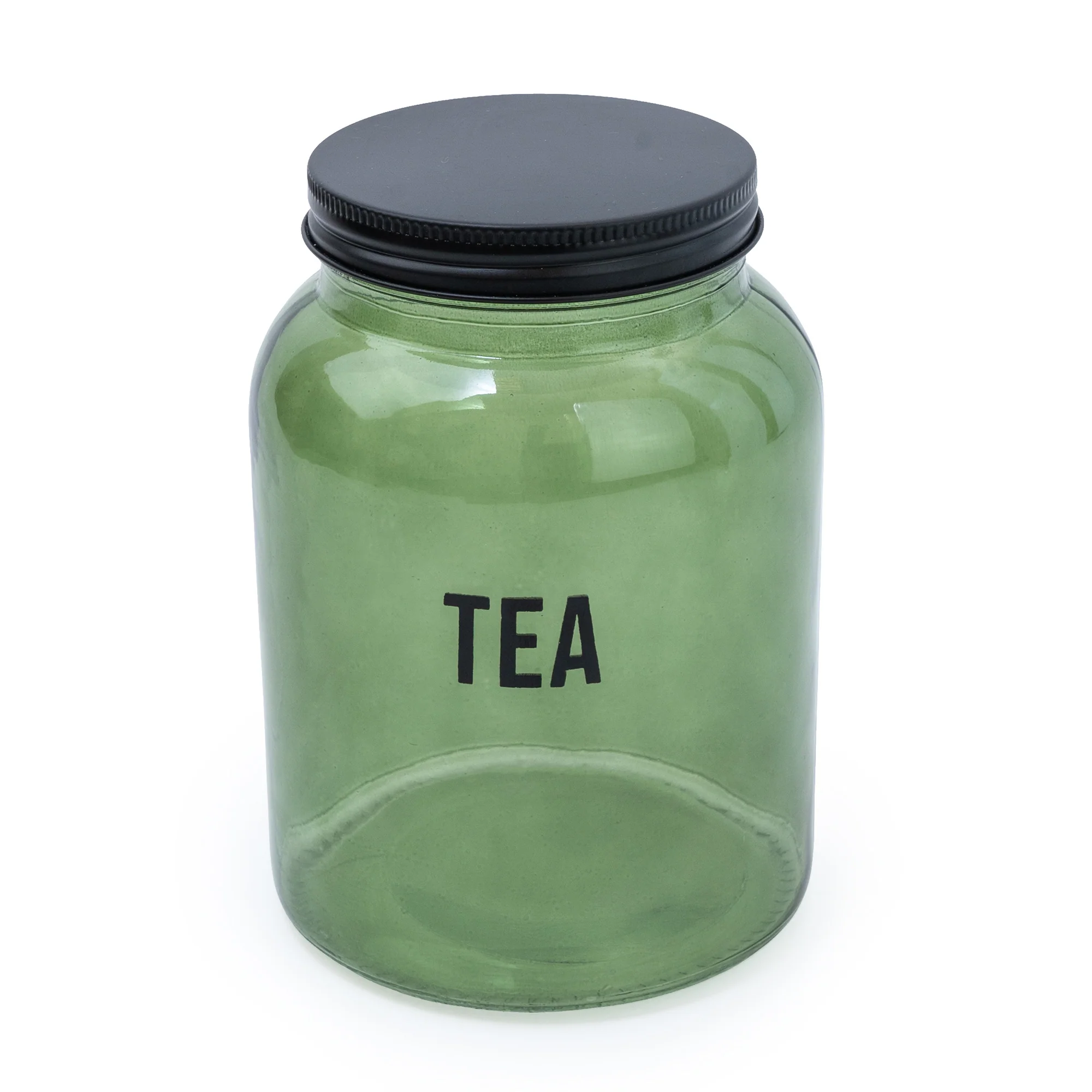 Chic Glass Storage Jar - Stylish Green & Black Tea Design - Image 3